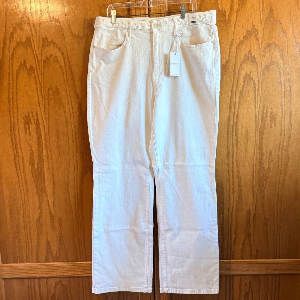 Judy Blue White Wide Leg Jeans Size 20W NWT High Waist Braided JB88781 - Picture 2 of 10
